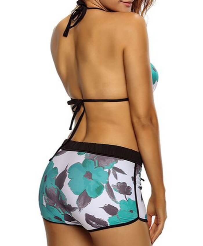 Tie Back Printed Halter Two Piece Swimwear